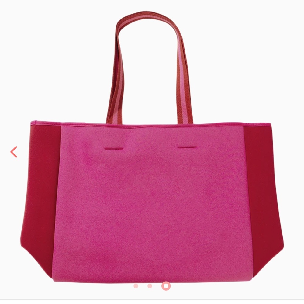 Vibrant Pink and Red Color Block Tote Bag